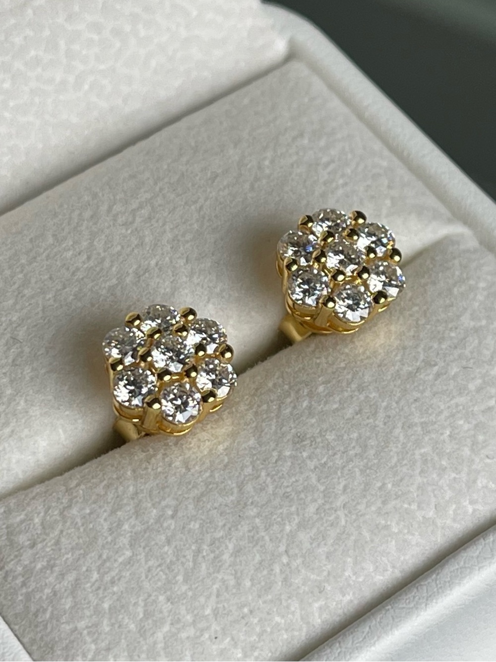 1.4ctw Moissanite Cluster Flower Stud Gold Vermeil Earrings